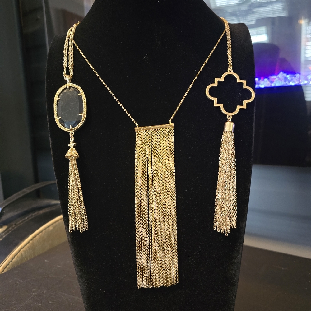 Elegant Gold Tone Tassel Necklaces